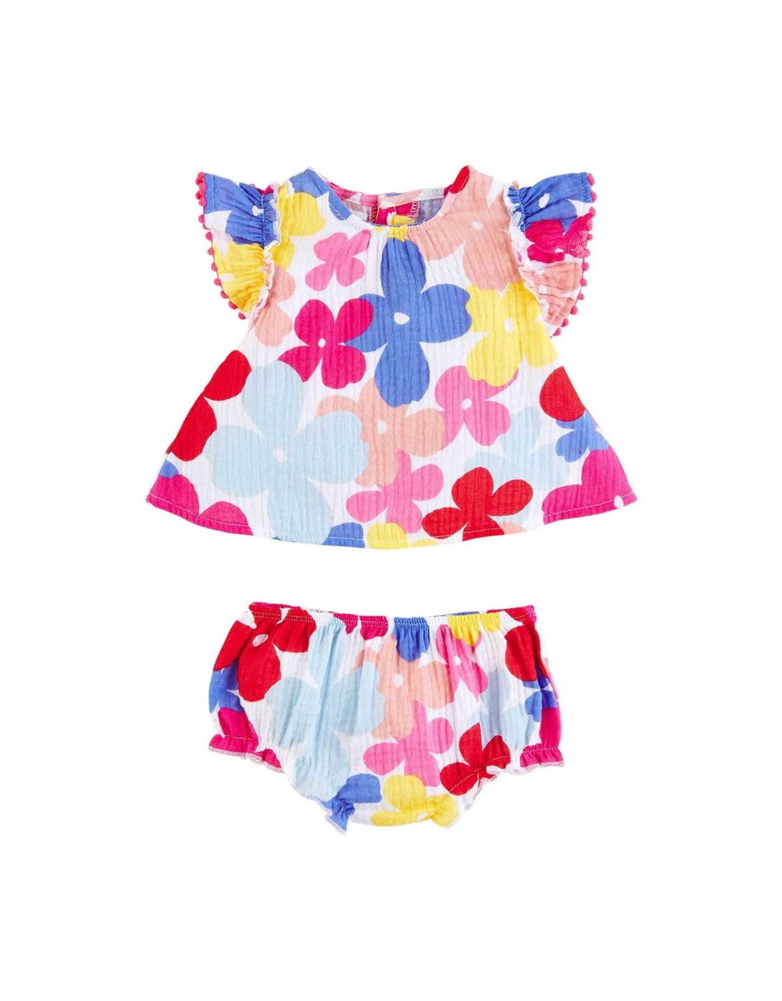 Mud Pie Multi Floral Baby Pinafore Set Size 3-6 Months