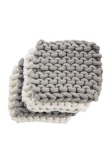 Mud Pie Crochet Drink Coasters Assorted Set Of 4 | Gray & Cream