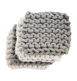 Mud Pie Crochet Drink Coasters Assorted Set Of 4 | Gray & Cream