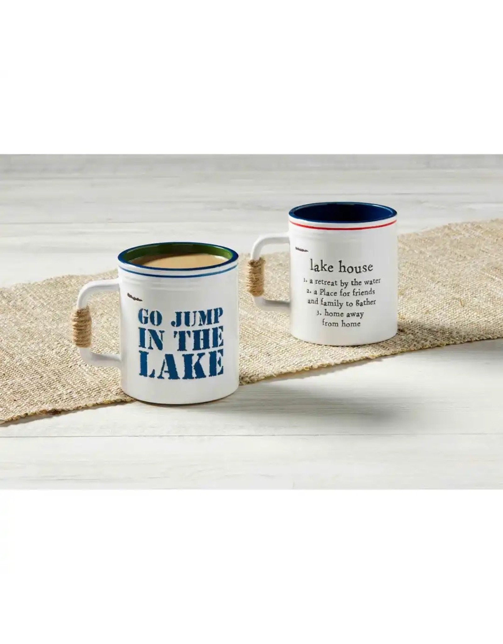 Mud Pie Jute Handled Coffee Mug | Go Jump In The Lake