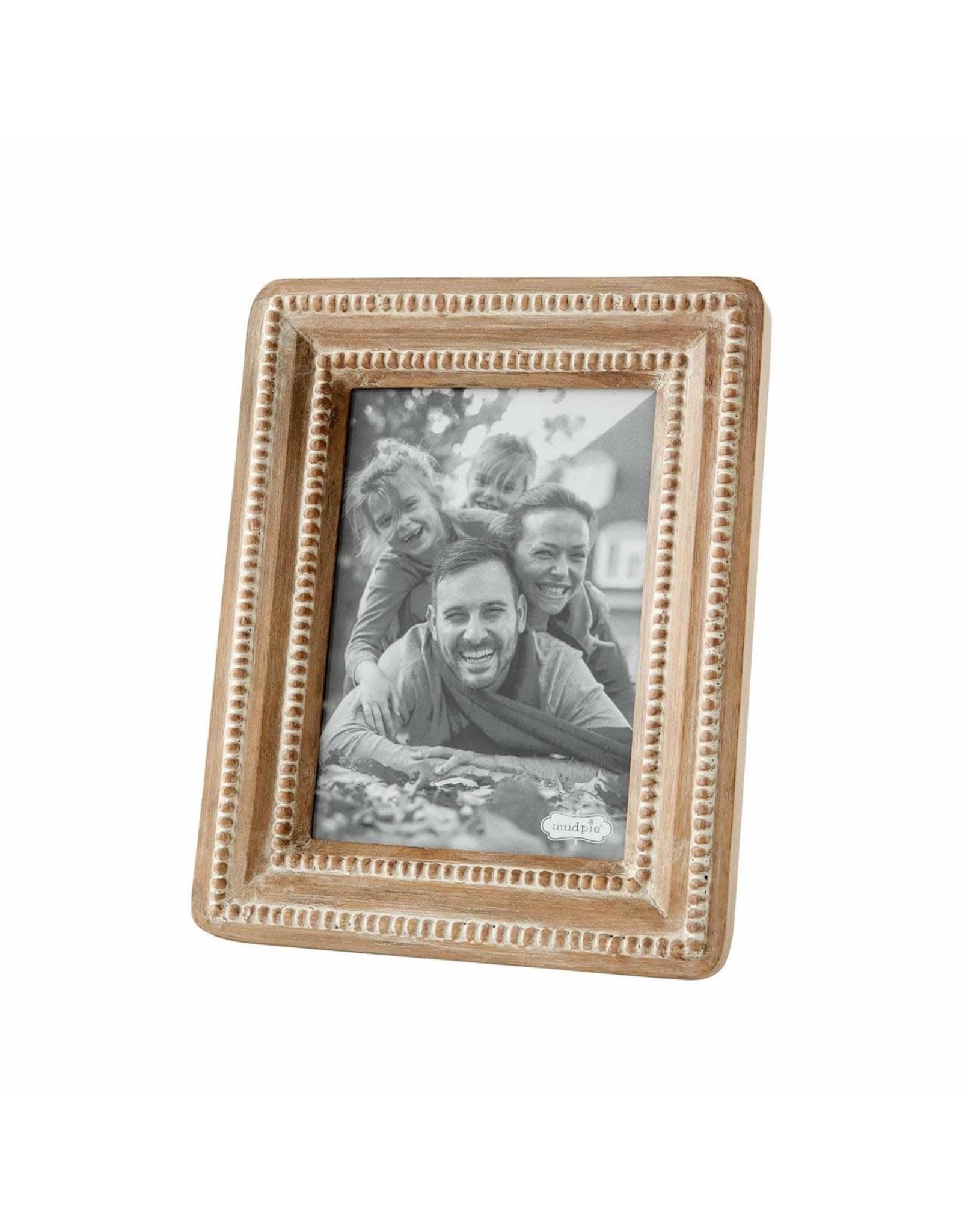 Mud Pie Beaded Wood Picture Frame Large For 5x7 Photo