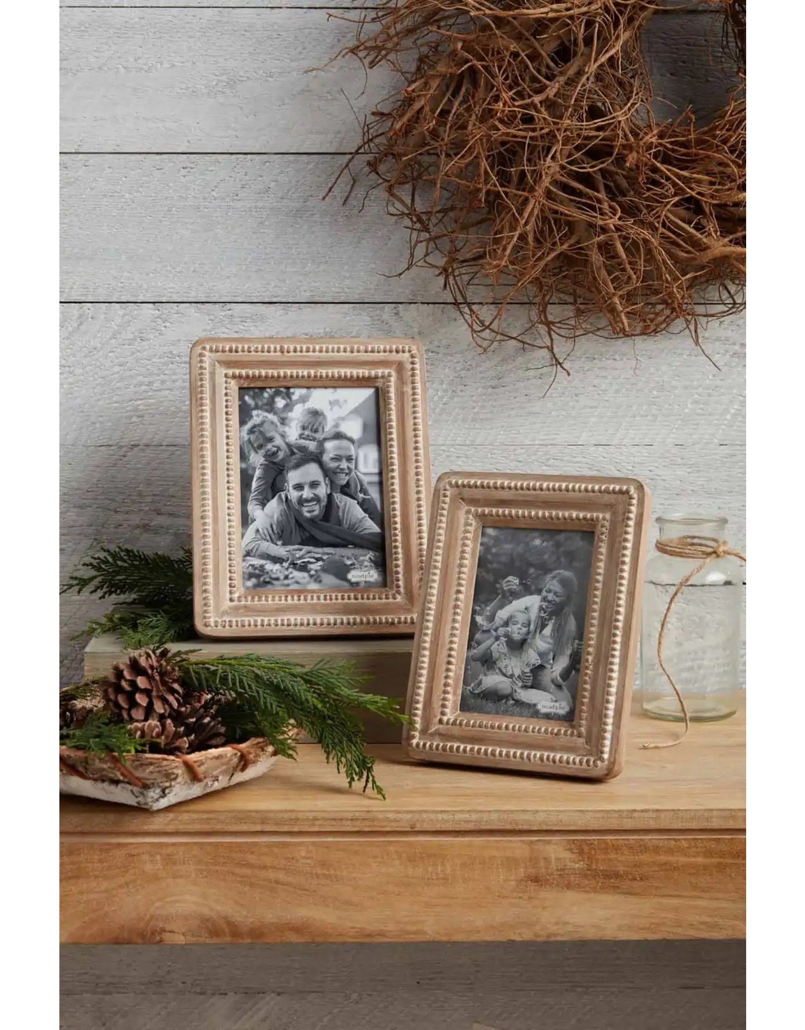 Mud Pie Beaded Wood Picture Frame Large For 4x6 Photo