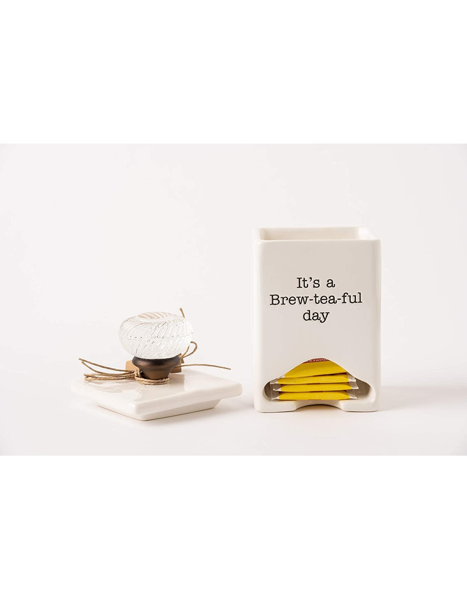 Mud Pie Its a Brew-tea-ful Day Tea Bag Caddy Storage Dispenser