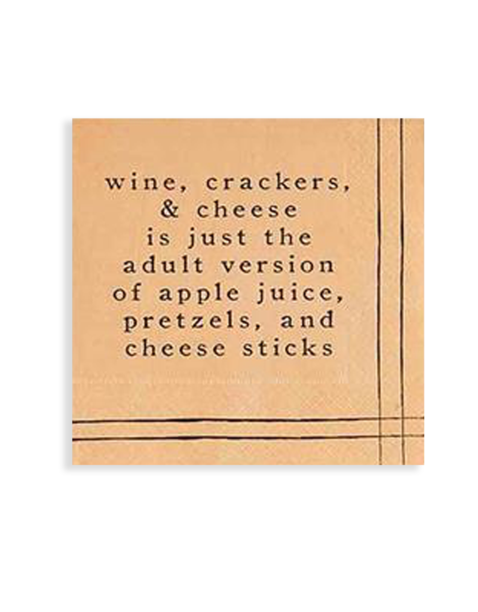 Mud Pie Paper Cocktail Napkins 12ct Wine Crackers & Cheese Is Just