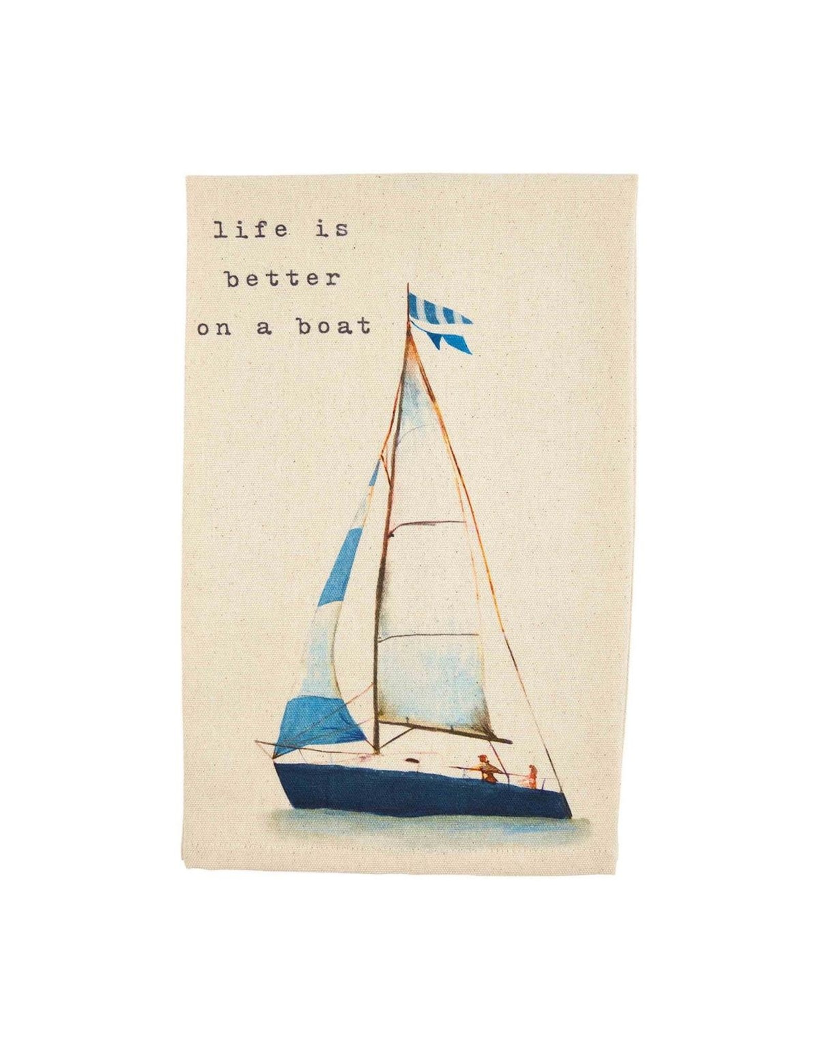 Mud Pie Kitchen Hand Towel Sailboat w Life Is Better On A Boat