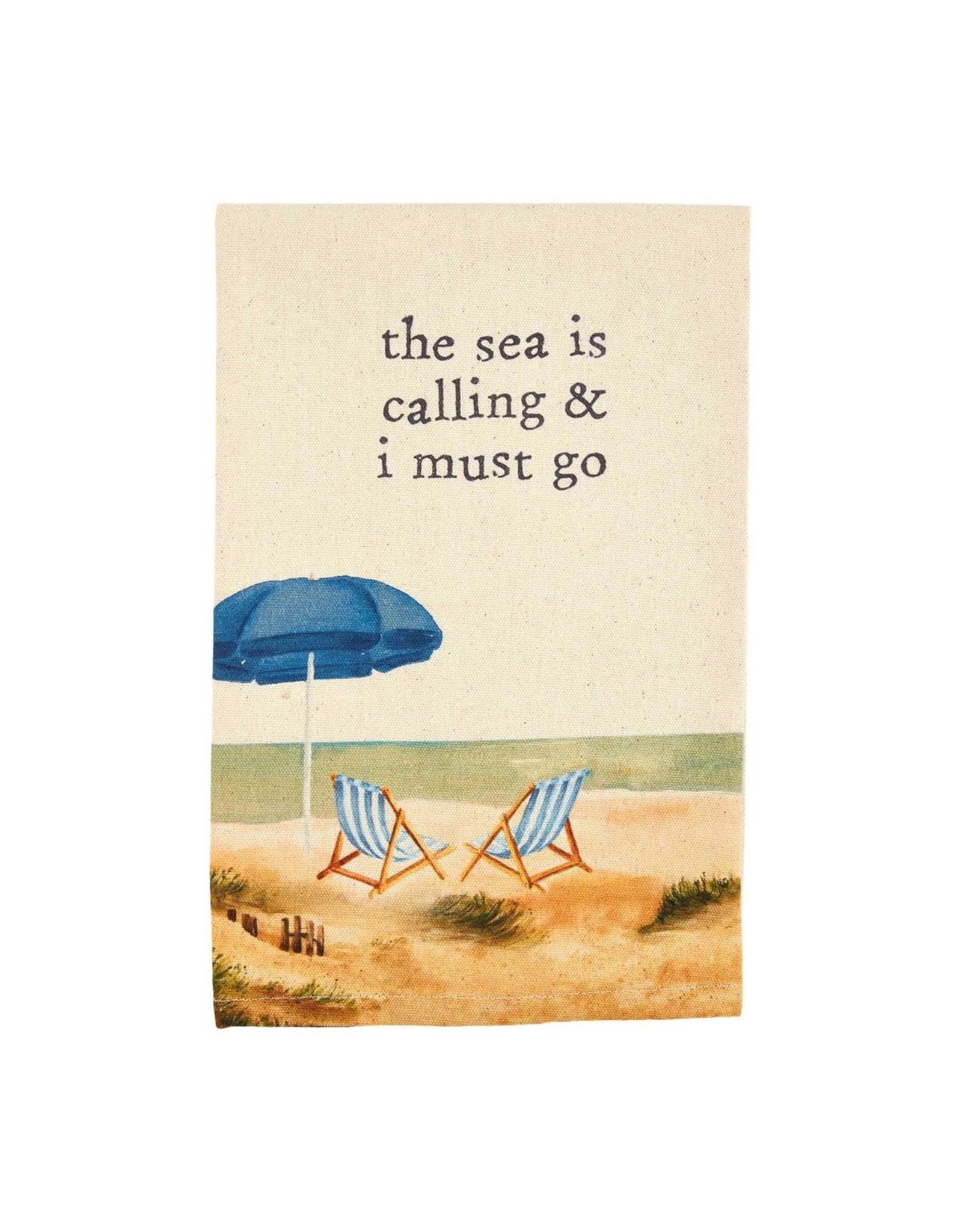 Mud Pie Kitchen Hand Towel The Sea Is Calling & I Must Go