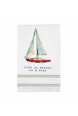 Mud Pie Hand Towel Sailboat w Life Is Better On A Boat