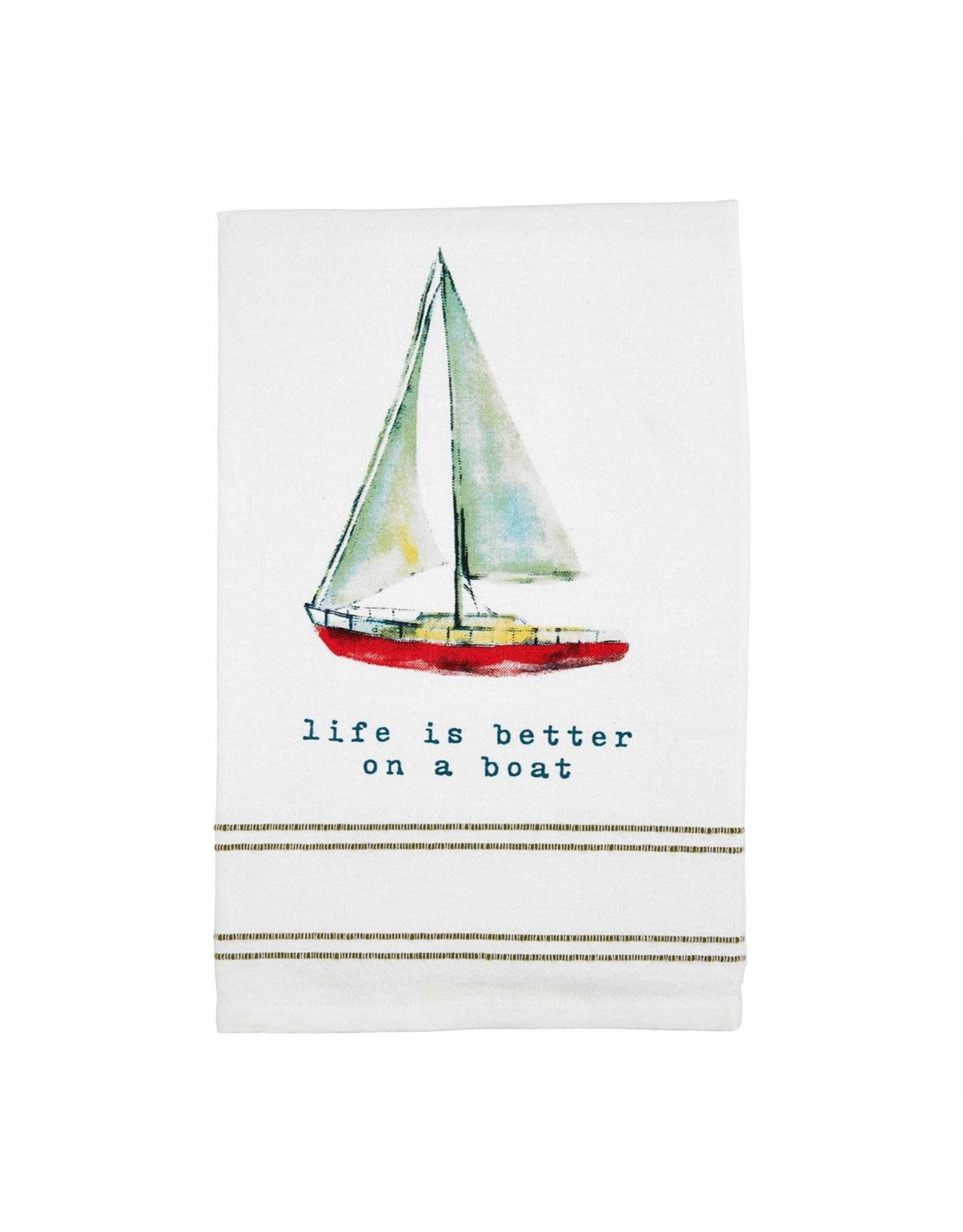 Mud Pie Hand Towel Sailboat w Life Is Better On A Boat