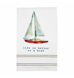 Mud Pie Hand Towel Sailboat w Life Is Better On A Boat