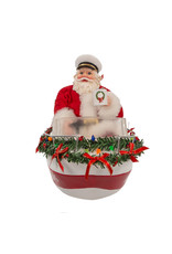 Kurt Adler Fabriche Boat Captain Santa In Decorated Christmas Boat