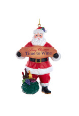 Kurt Adler Merry Christmas Time To Wine Santa Ornament