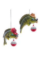 Kurt Adler Lodge Bass With Sayings Ornaments Set of 2 Assorted