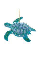 Kurt Adler Blue and Green Sea Turtle Ornament With Scroll Pattern