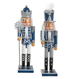 Kurt Adler Dark Blue and Silver Nutcrackers 15 Inch 2 Assorted