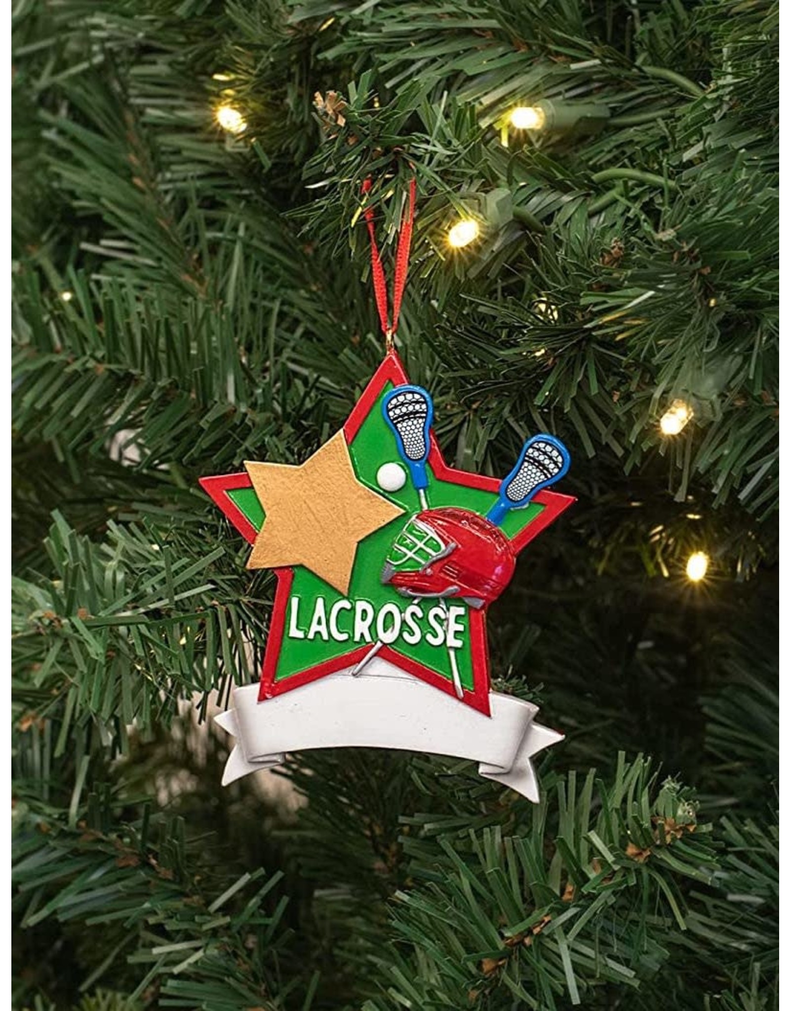 Kurt Adler Lacrosse Star Christmas Ornament For Personalization