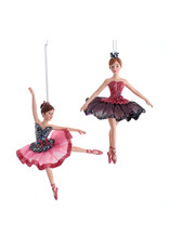 Kurt Adler Pink and Pewter Ballerina Ornaments 2 Assorted