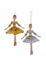 Kurt Adler Ombre Gold And Silver Ballerina Ornaments 2 Assorted