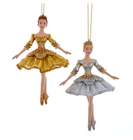 Kurt Adler Ombre Gold And Silver Ballerina Ornaments 2 Assorted