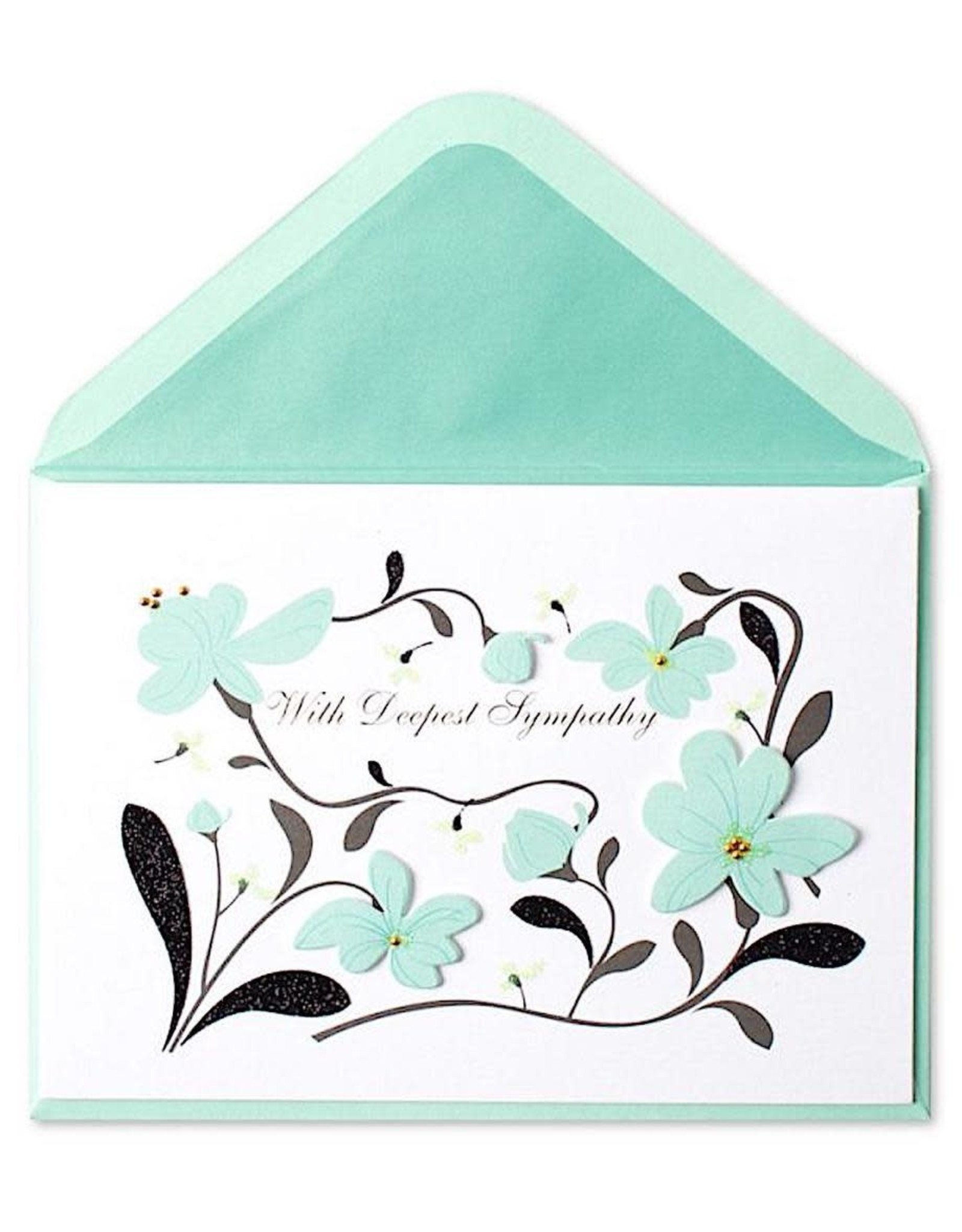 PAPYRUS® Sympathy Card Black And Mint Paper Sculpted Flowers