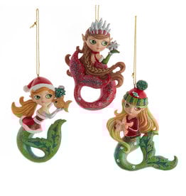 Kurt Adler Christmas Mermaids Ornaments 3 Assorted