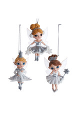 Kurt Adler White and Silver Fairy Elves Christmas Ornament