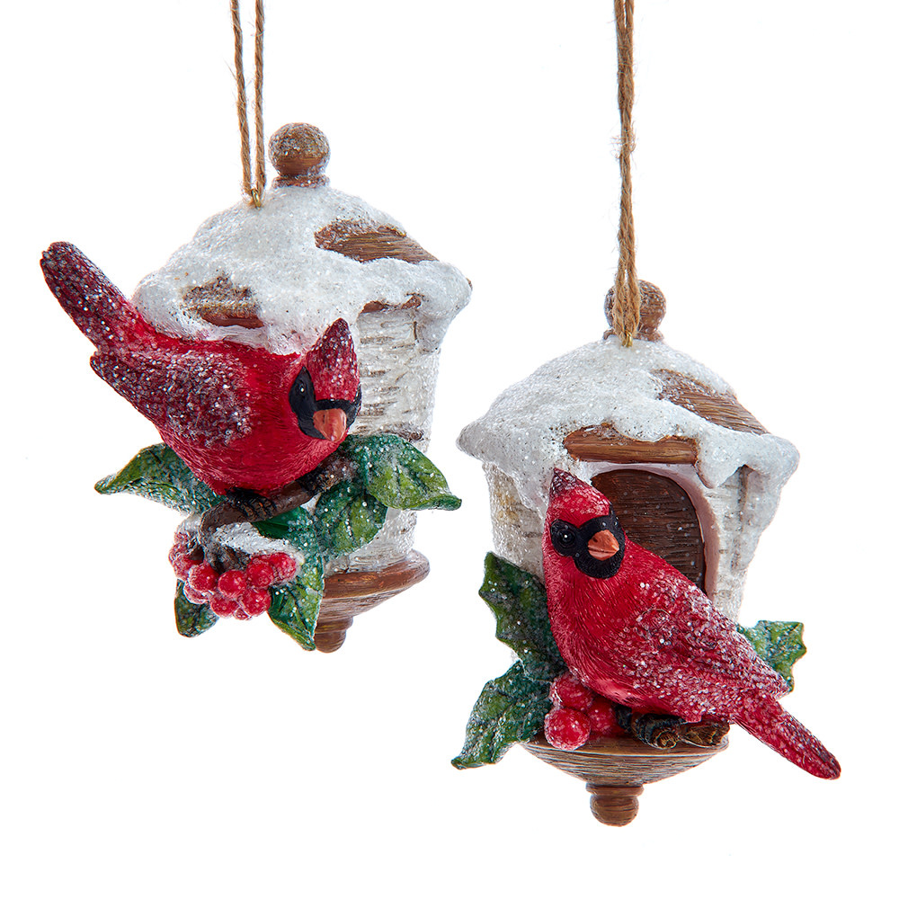 Birdhouse With Cardinal Christmas Ornaments 2 Assorted Digs N Gifts