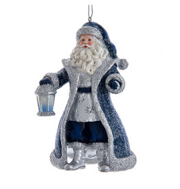 Kurt Adler Blue And Silver Santa Christmas Ornament