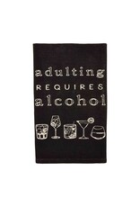 Mud Pie Wine Hand Dish Towel | Adulting Requires Alcohol