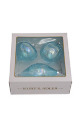 Kurt Adler Blue Ball Onion Teardrop Glass Ornaments 3pc Set
