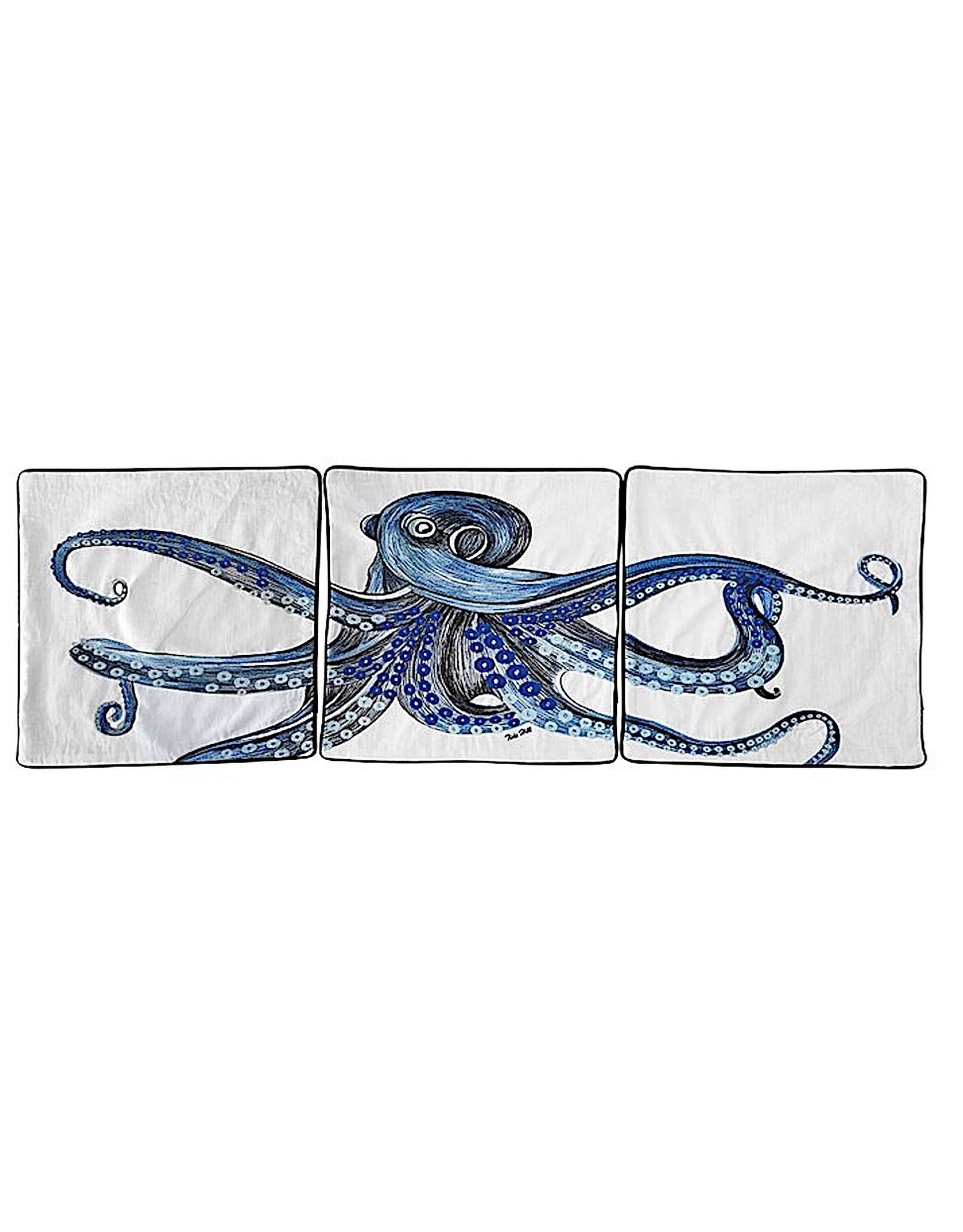 Tide Hill Octopus 3pc Embroidered Pillow Cover Set