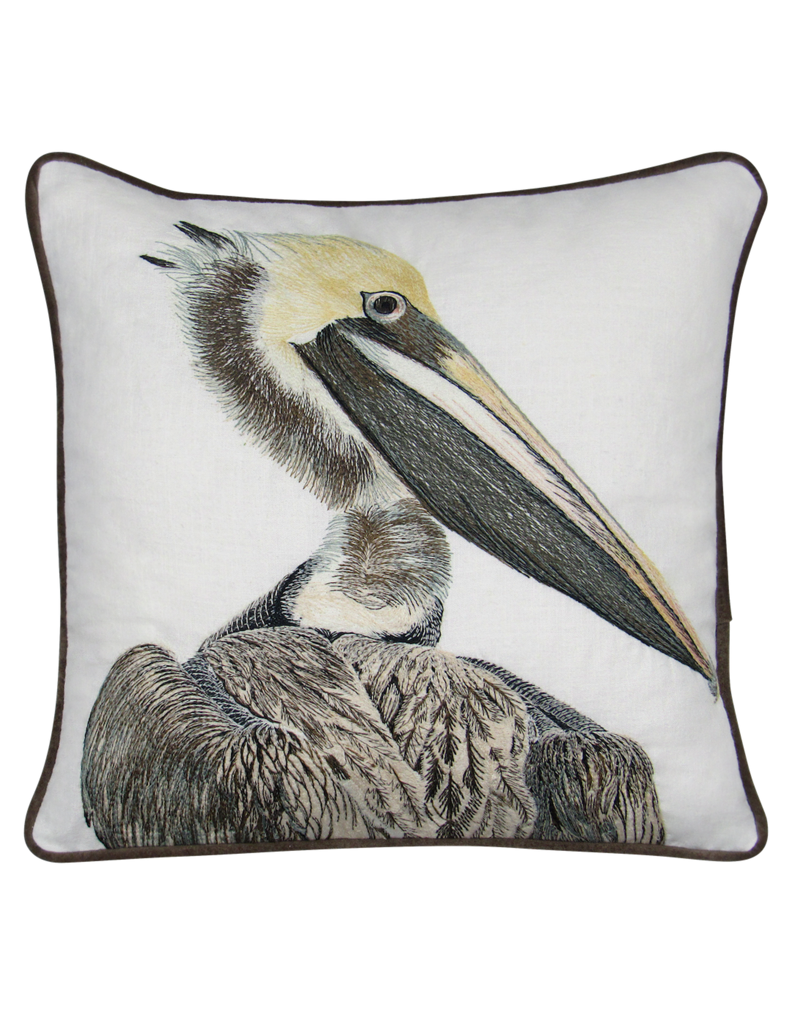 Tide | Hill Pelican Embroidered Pillow Cover With Pillow Insert