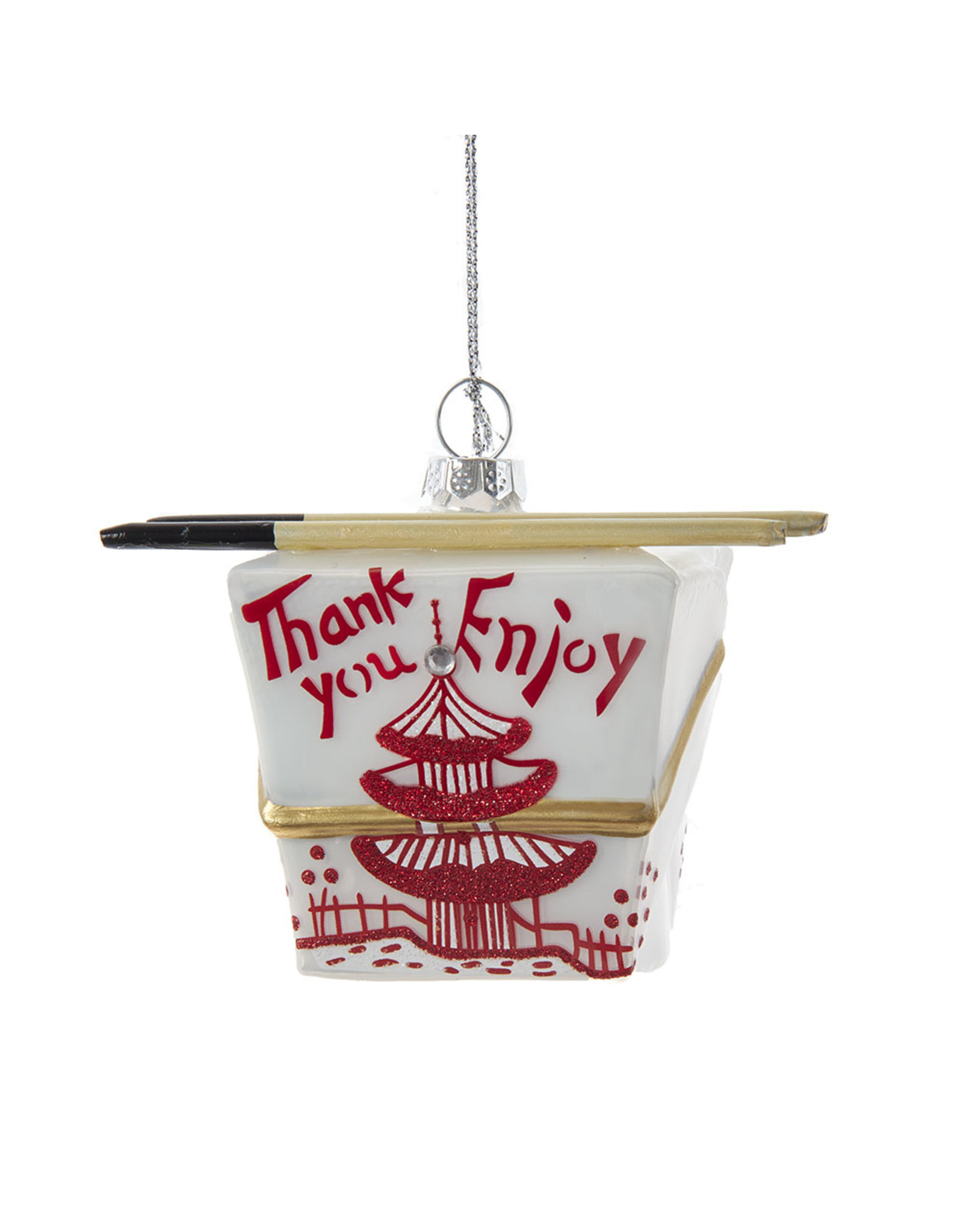 Kurt Adler Glass Chinese Take-Out Box Ornament