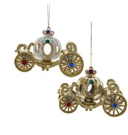 Kurt Adler White And Gold Jeweled Carriage Ornaments 2 Assorted
