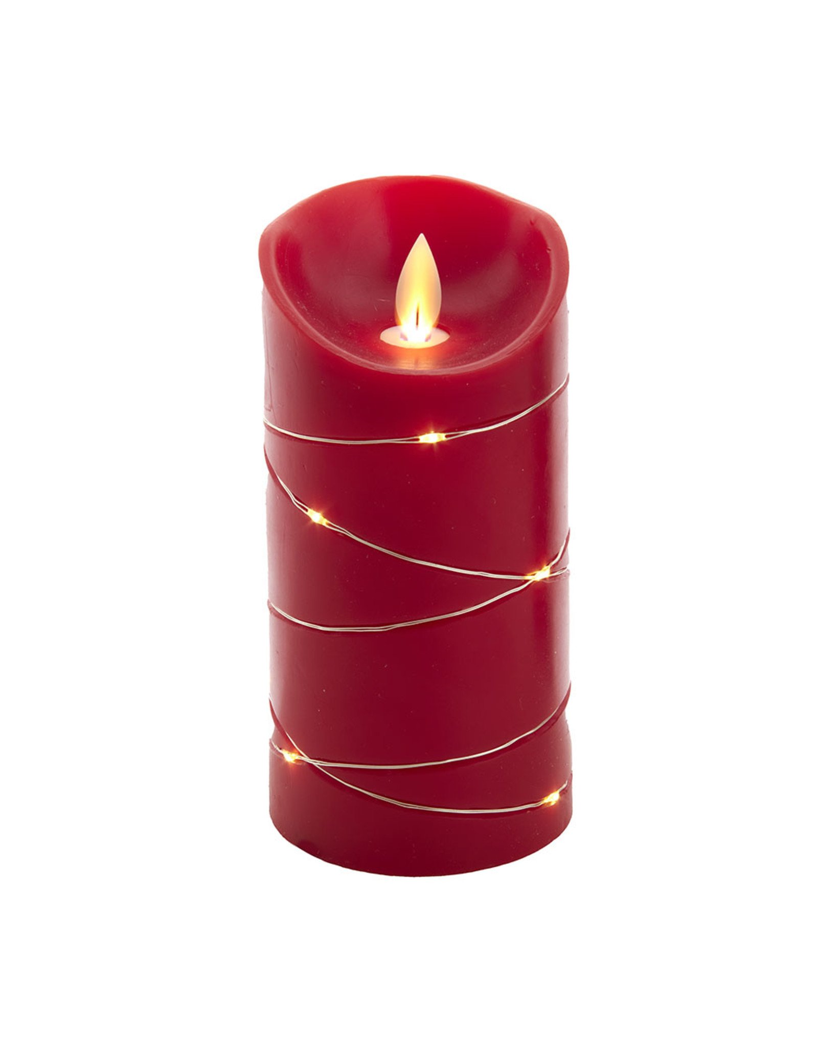 Kurt Adler Flameless Flicker Flame Candle 6” W Fairy Lights | Red