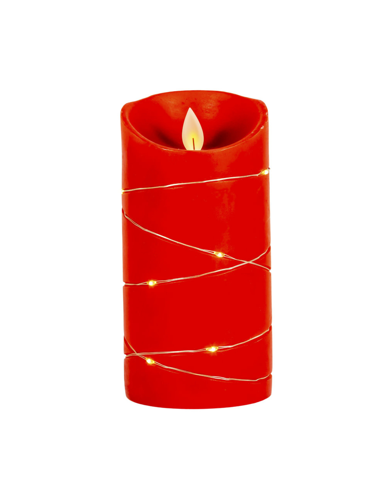 Kurt Adler Flameless Flicker Flame Candle 6” W Fairy Lights | Red