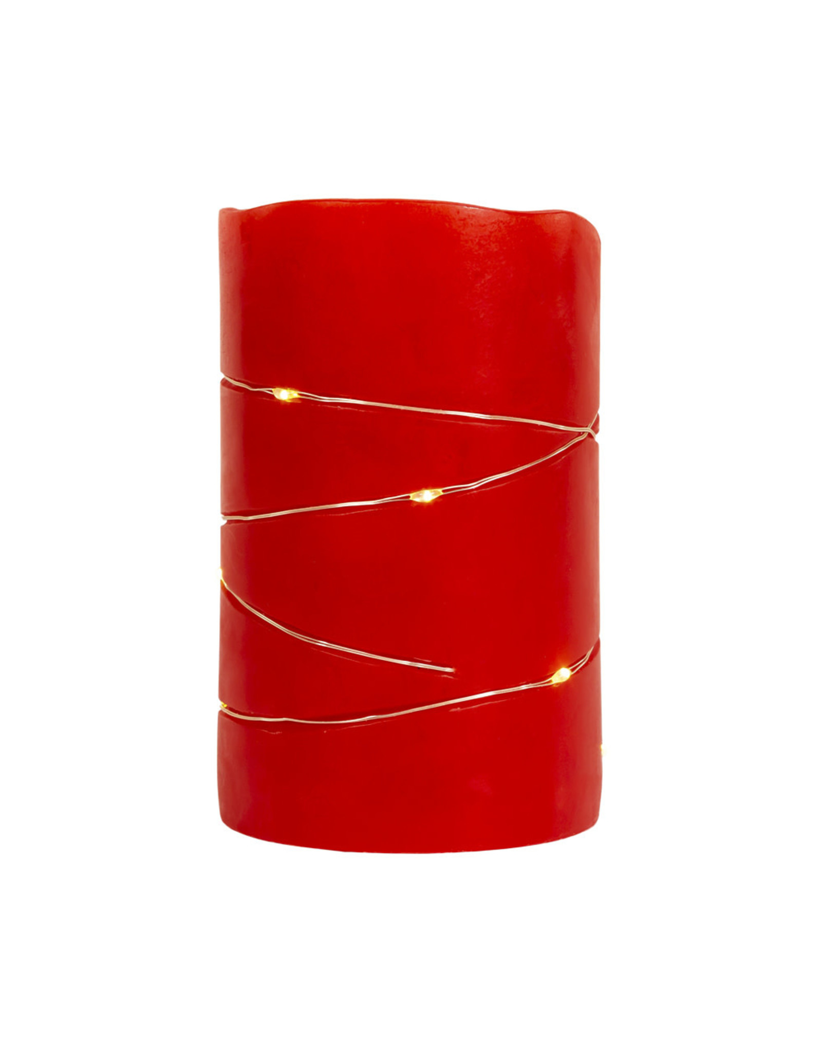 Kurt Adler Flameless Flicker Flame Candle 5” W Fairy Lights | Red