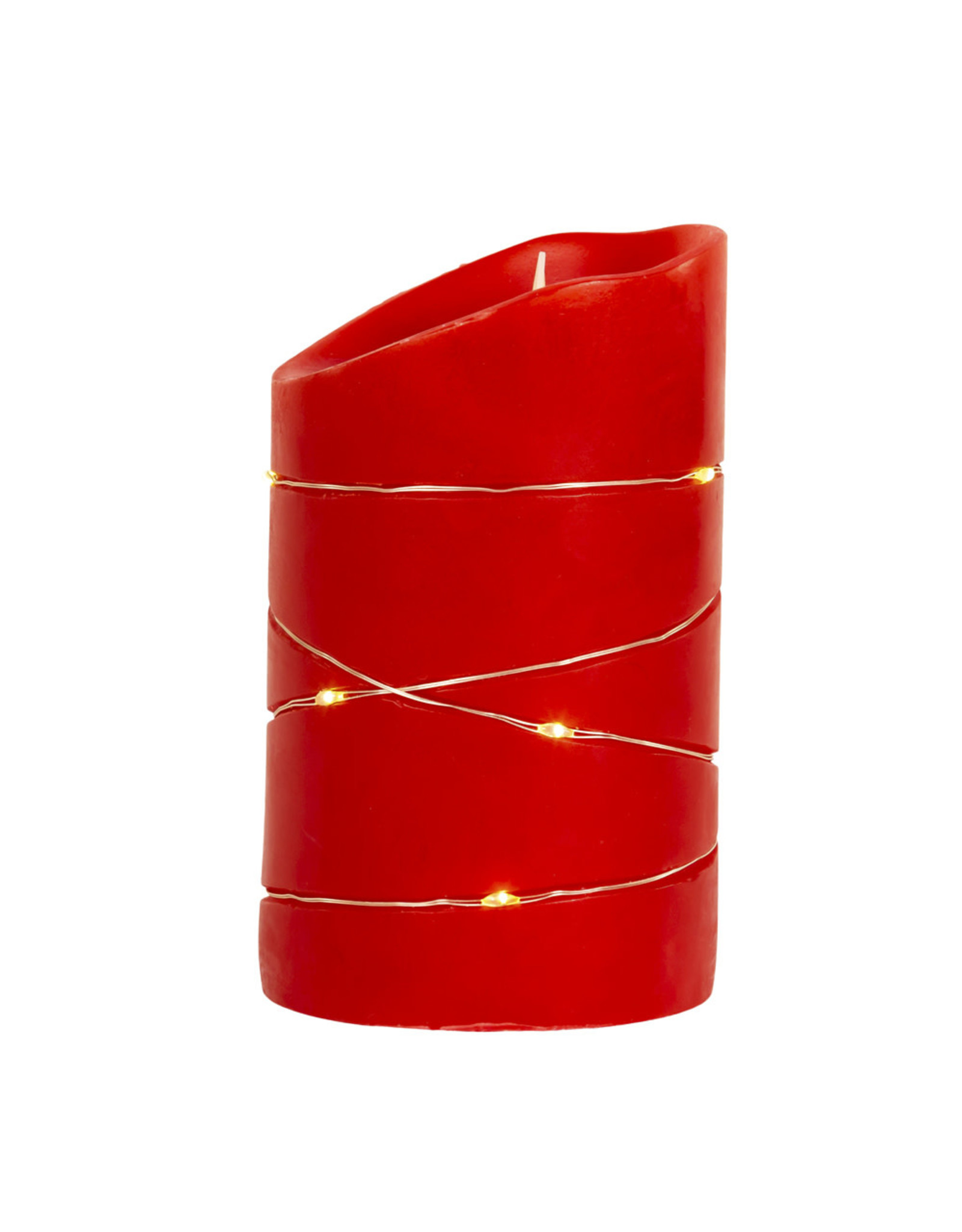 Kurt Adler Flameless Flicker Flame Candle 5” W Fairy Lights | Red