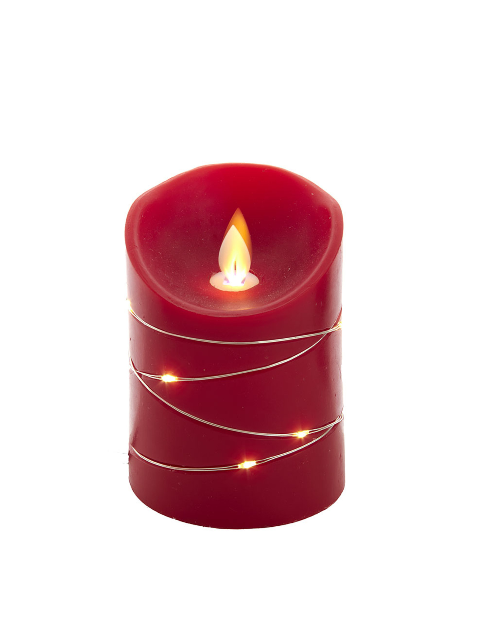 Kurt Adler Flameless Flicker Flame Candle 4” W Fairy Lights | Red