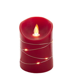 Kurt Adler Flameless Flicker Flame Candle 4” W Fairy Lights | Red