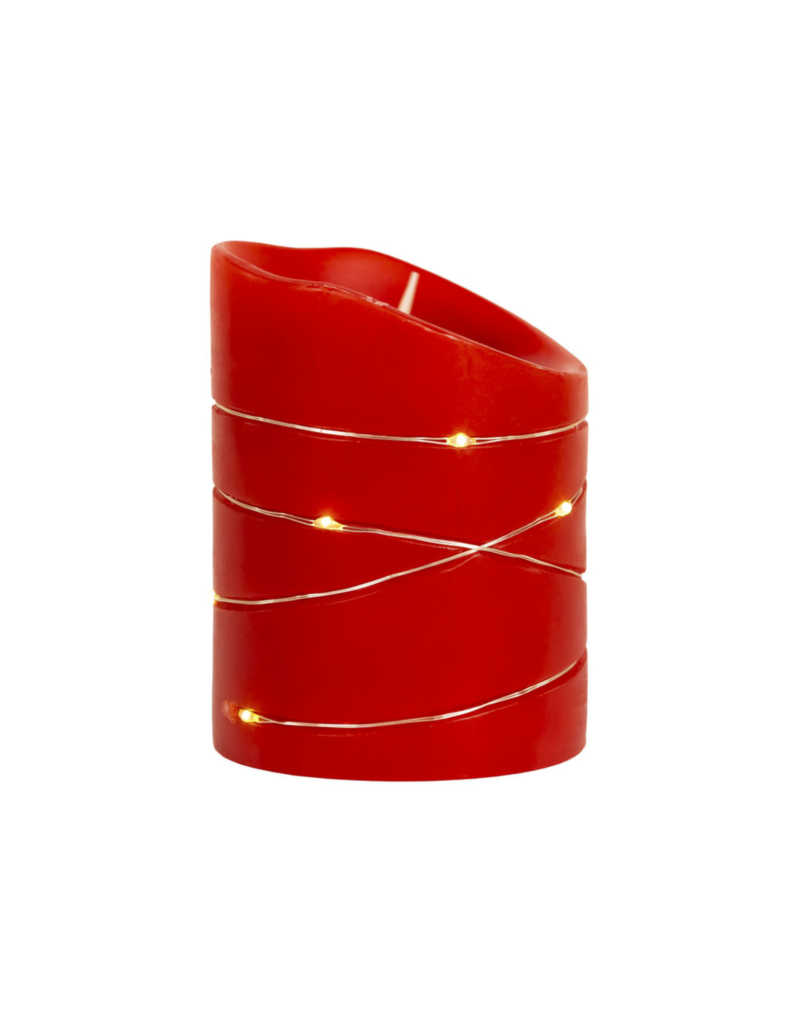 Kurt Adler Flameless Flicker Flame Candle 4” W Fairy Lights | Red
