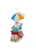 Kurt Adler Nobel Gems Glass Santa In Beach Chair Ornament