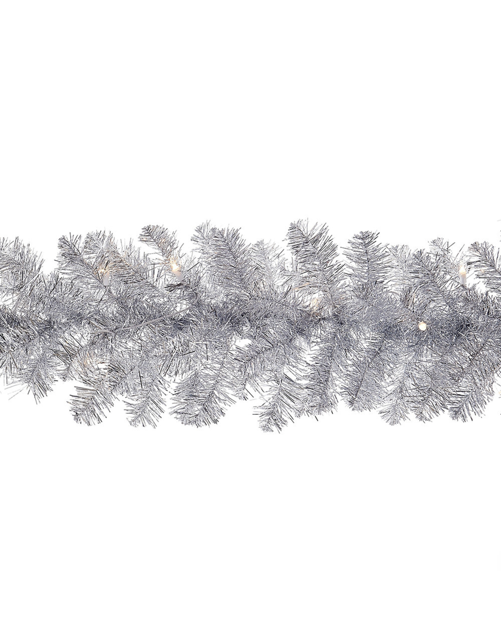 Kurt Adler 9FT Pre-Lit Clear Incandescent Silver Point Pine Garland