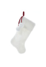 Kurt Adler Christmas Stockings White Faux Fur Stocking W Pom Poms