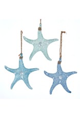 Kurt Adler Acrylic Glittered Starfish Ornaments 3 Assorted