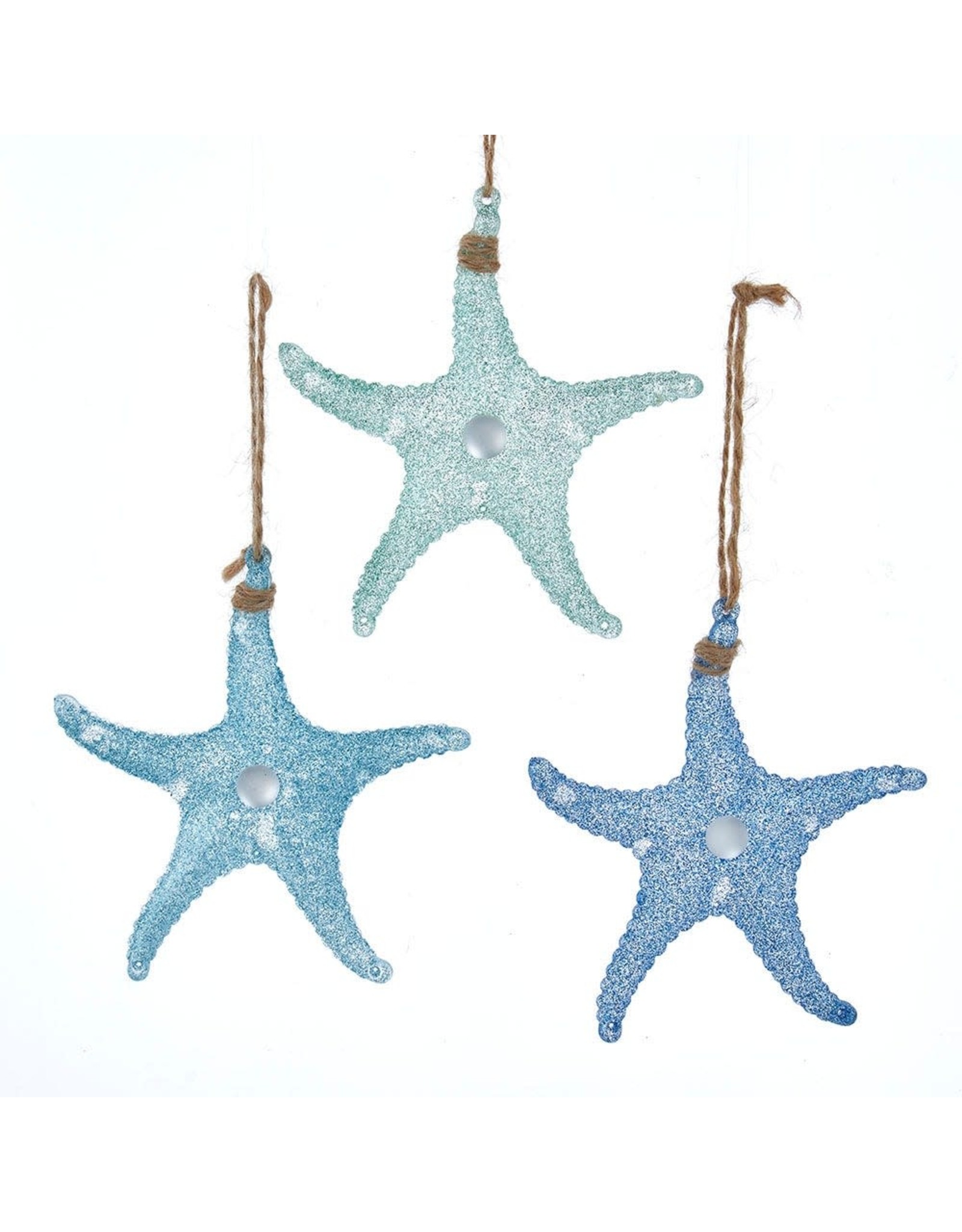 Kurt Adler Acrylic Glittered Starfish Ornaments 3 Assorted