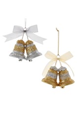 Kurt Adler Gold and Silver Bell Ornaments 2 Assorted
