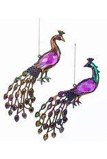 Kurt Adler Jeweled Peacock Birds Acrylic Ornaments Set of 2