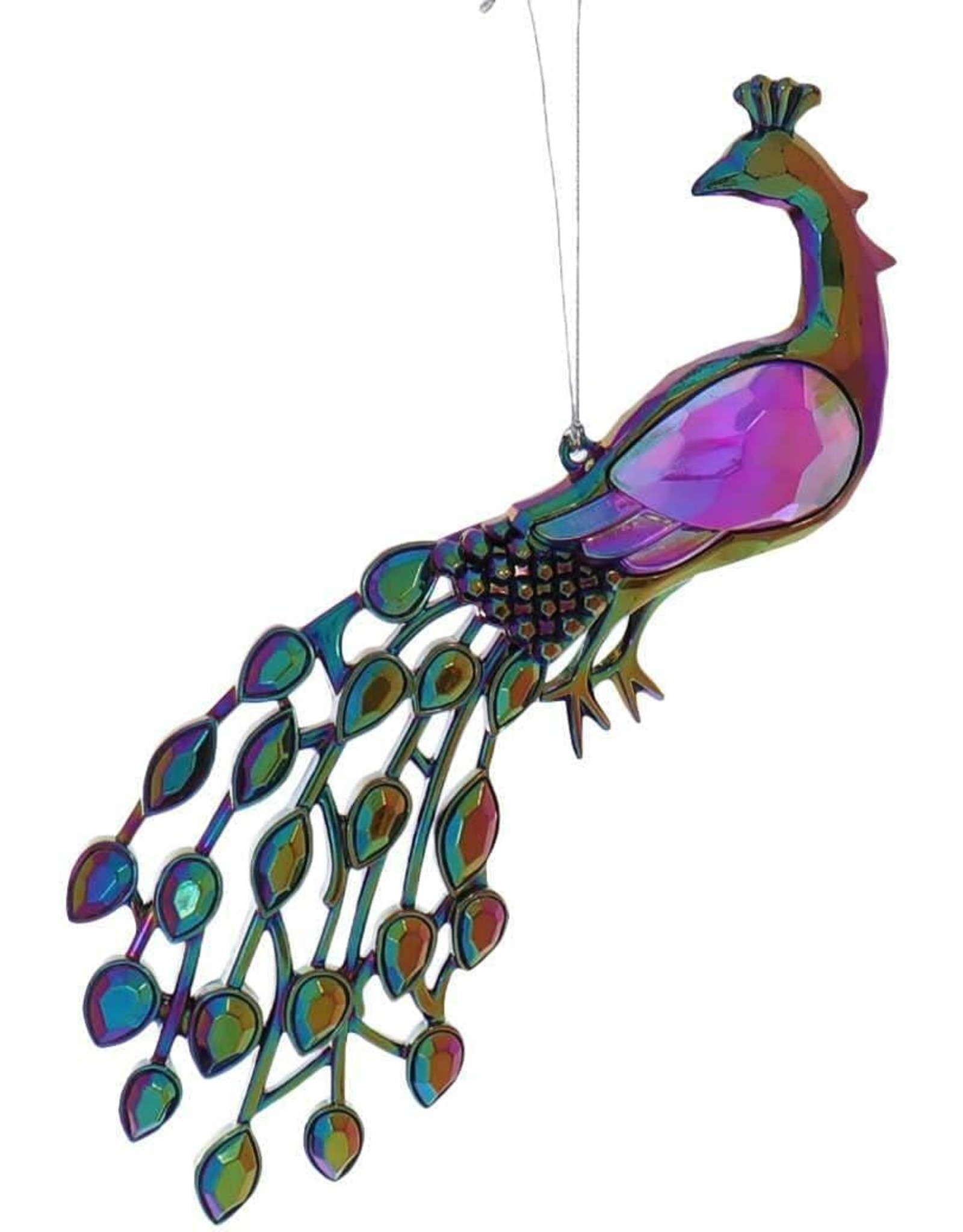 Kurt Adler Jeweled Peacock Birds Acrylic Ornaments Set of 2