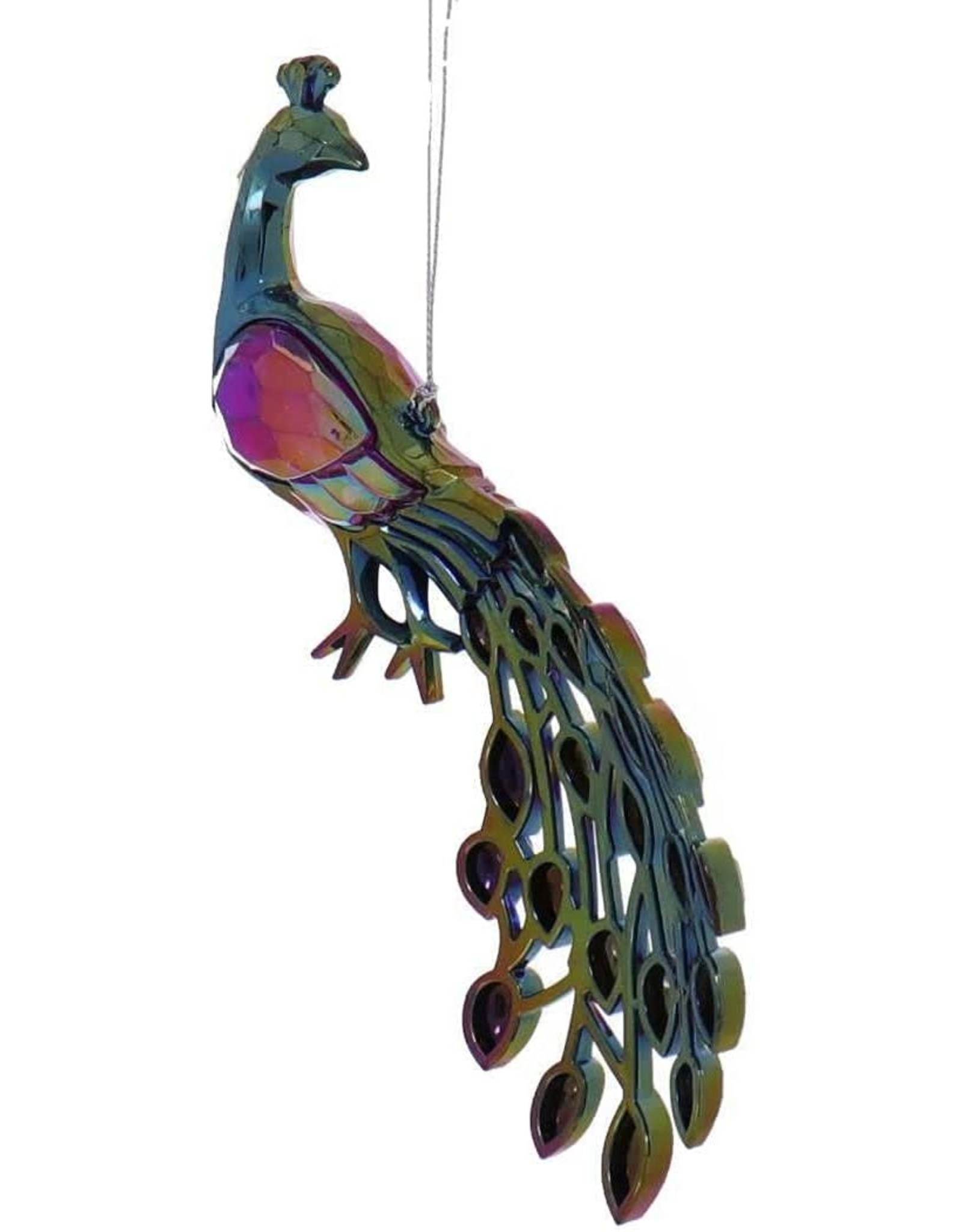 Kurt Adler Jeweled Peacock Birds Acrylic Ornaments Set of 2