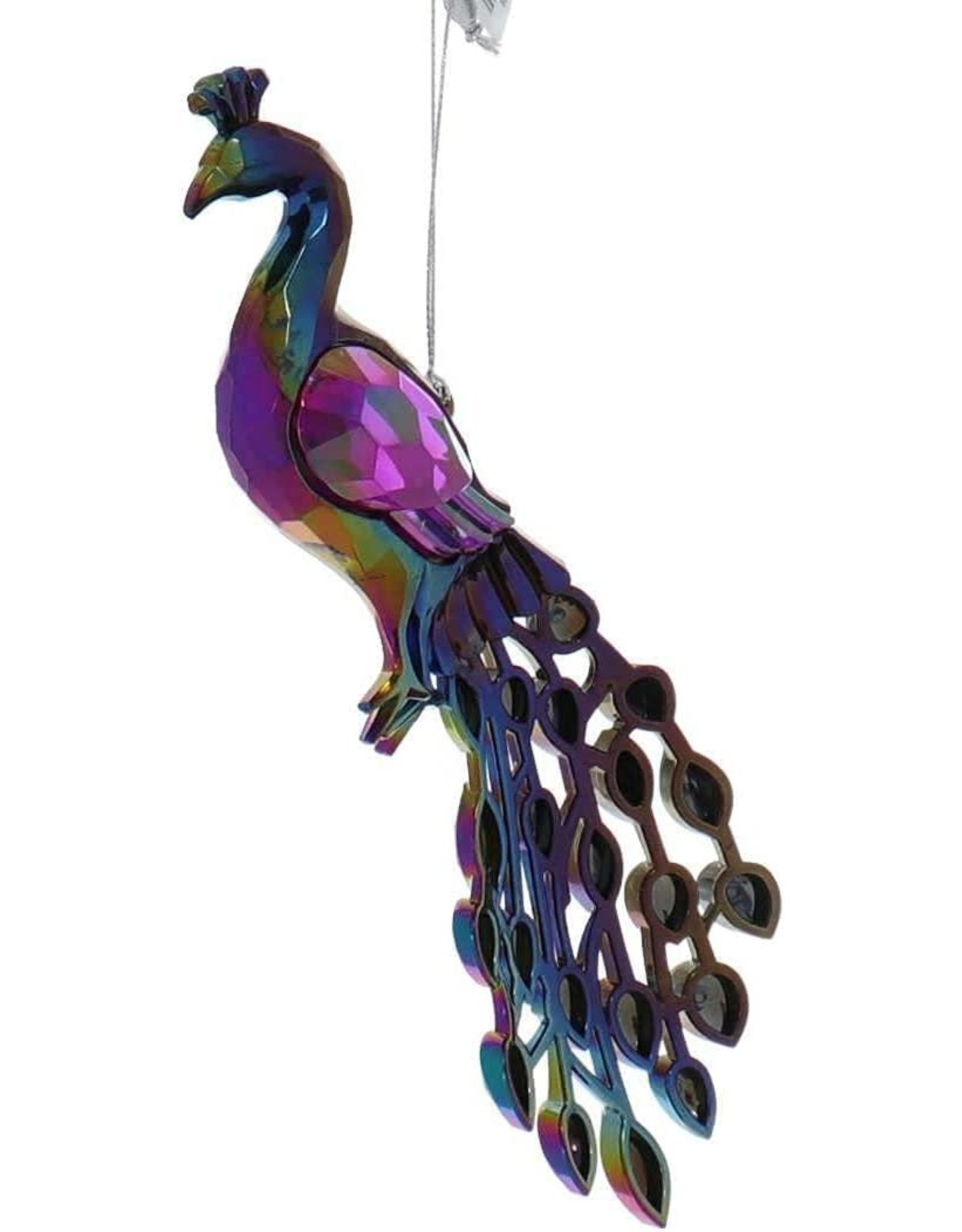 Kurt Adler Jeweled Peacock Birds Acrylic Ornaments Set of 2